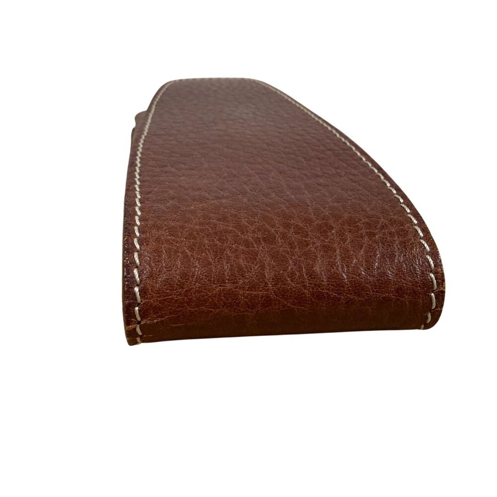 Mephisto Brown Leather Pen Holder White Stitching Organizer Pouch Academia - Picture 4 of 7